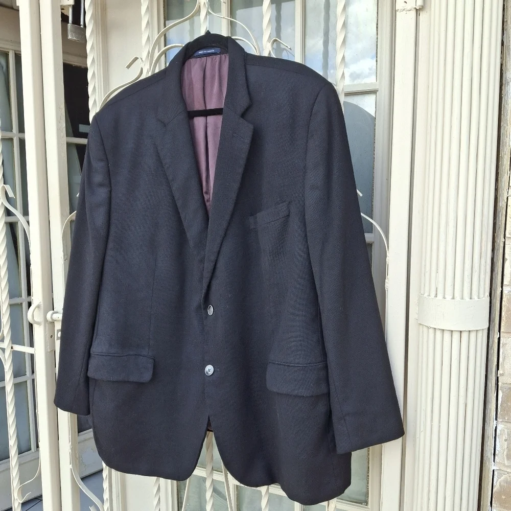 Cremieux Loro Piana Black Wool Vintage Union-Made Suit Jacket Men Size 52R
